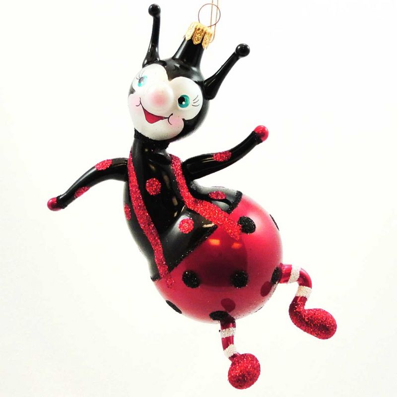 Italian Ornaments Sitting Ladybug Ornament Red Beetle  -  Tree Ornaments