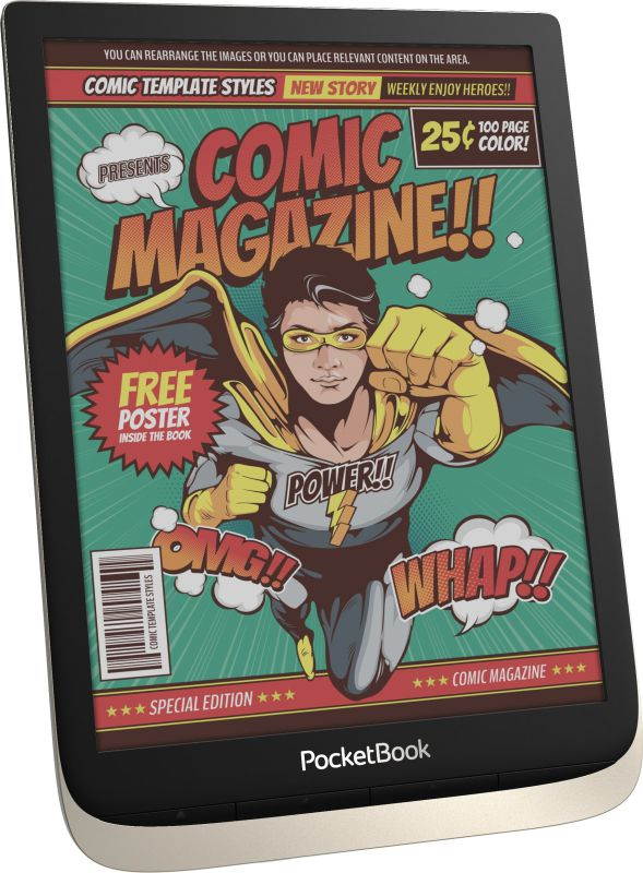 PocketBook InkPad Color. 7.8'" E Ink new Kaleido&trade;; Frontlight; Dual Core (2x1 GHz); RAM: 1GB; Internal storage: 16GB; Accumulator: 2900 mAh (Li-Ion Polymer); Audio.