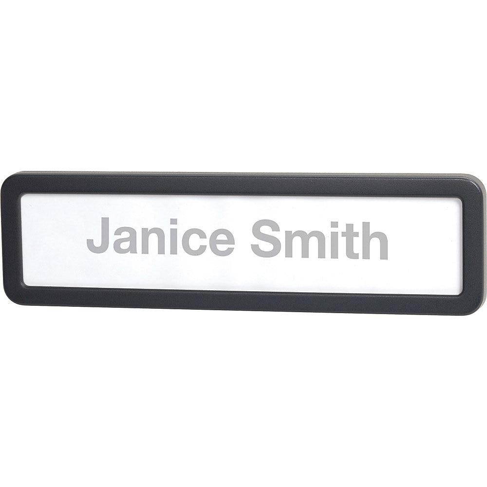 Lorell Plastic Cubicle Nameplate Plastic Black 80669