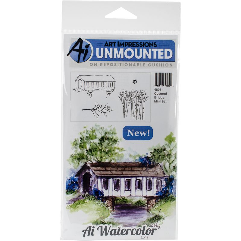 Art Impressions Watercolor Cling Rubber Stamps-Covered Bridge