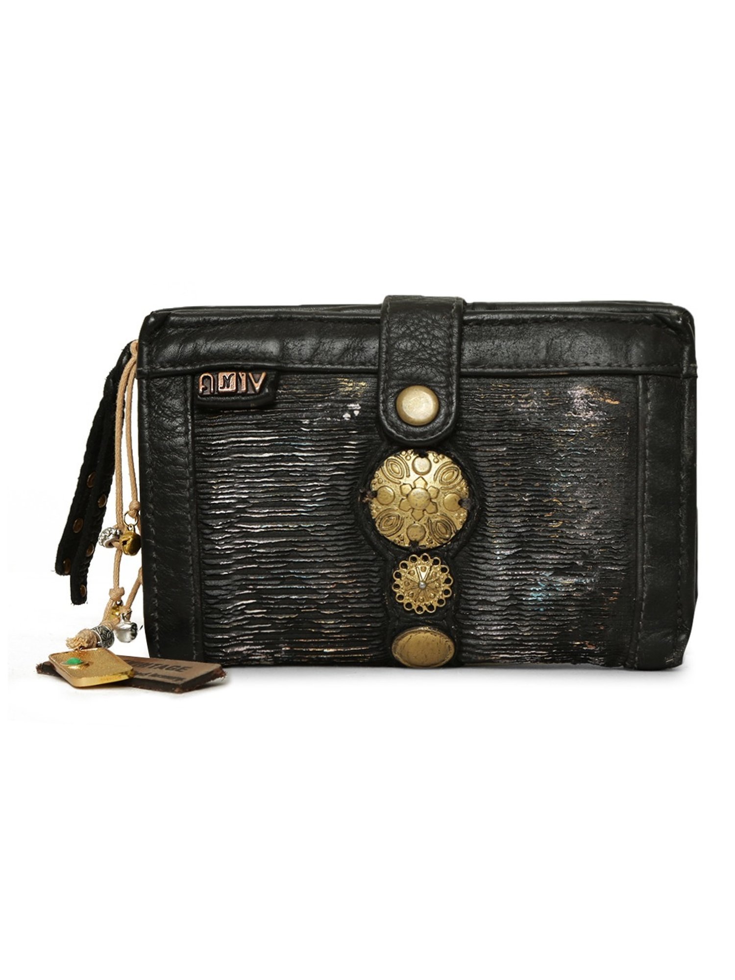 Art N Vintage Silvia Black Leather Textured  Bi-Fold Wallet for Women