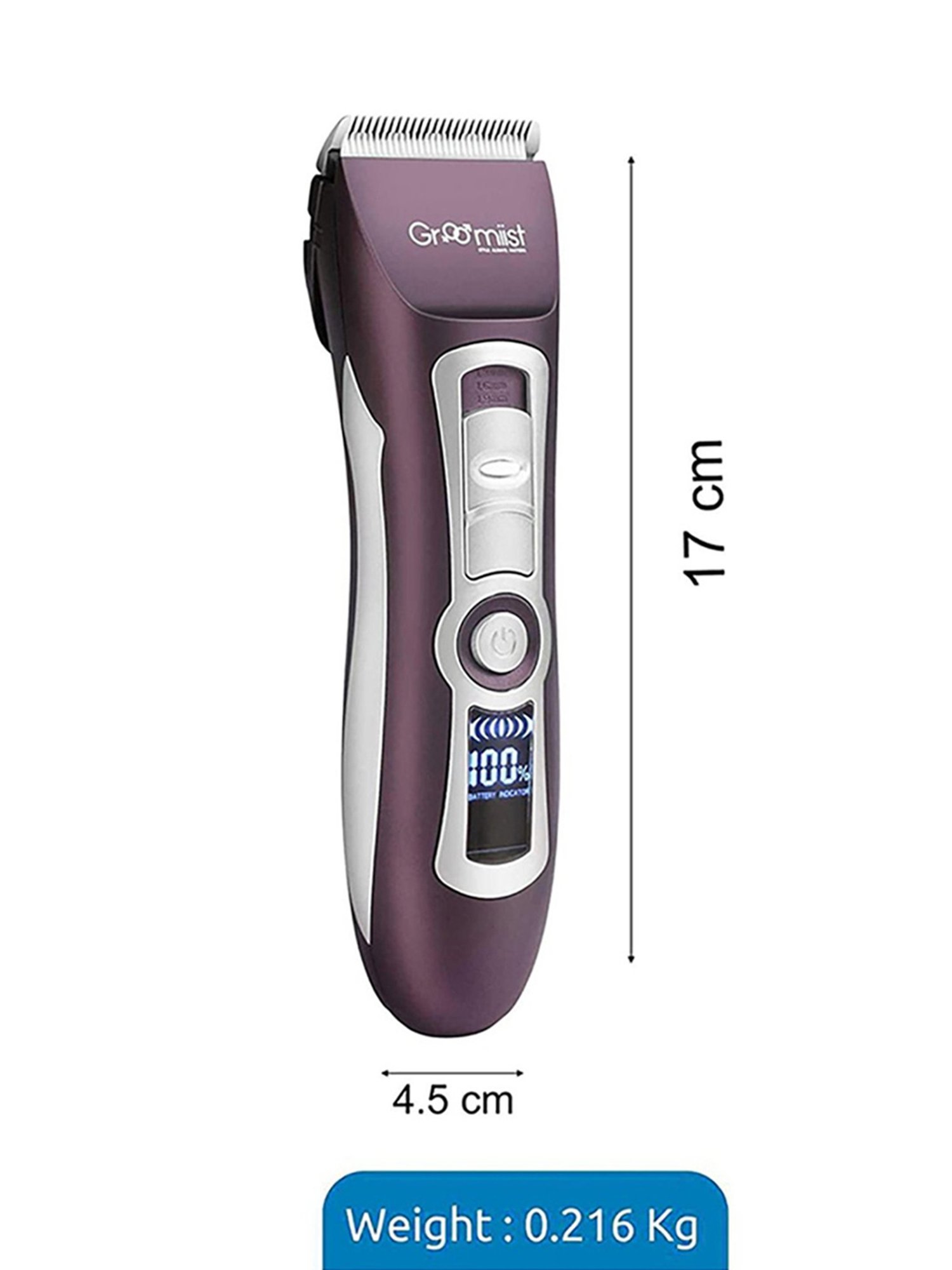 Groomiist PT-222 Platinum Series Cordless Beard Trimmer - 300 Min Runtime (Brown and Ivory)