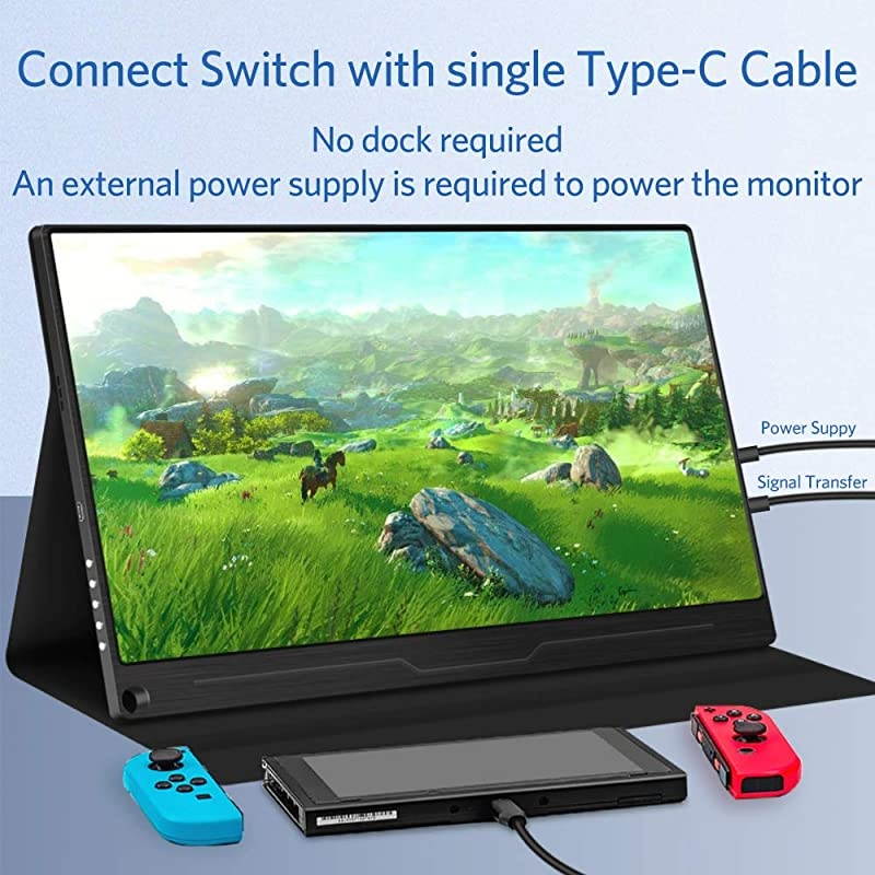 Monitor - 12.5 Inch 1080P FHD IPS HDR FreeSync USB-C Monitor with Dual Type-C Mini HDMI Speakers for Xbox PS4 Switch Laptop PC Phone Mac Surface Nintendo, with Smart Case VESA Mount