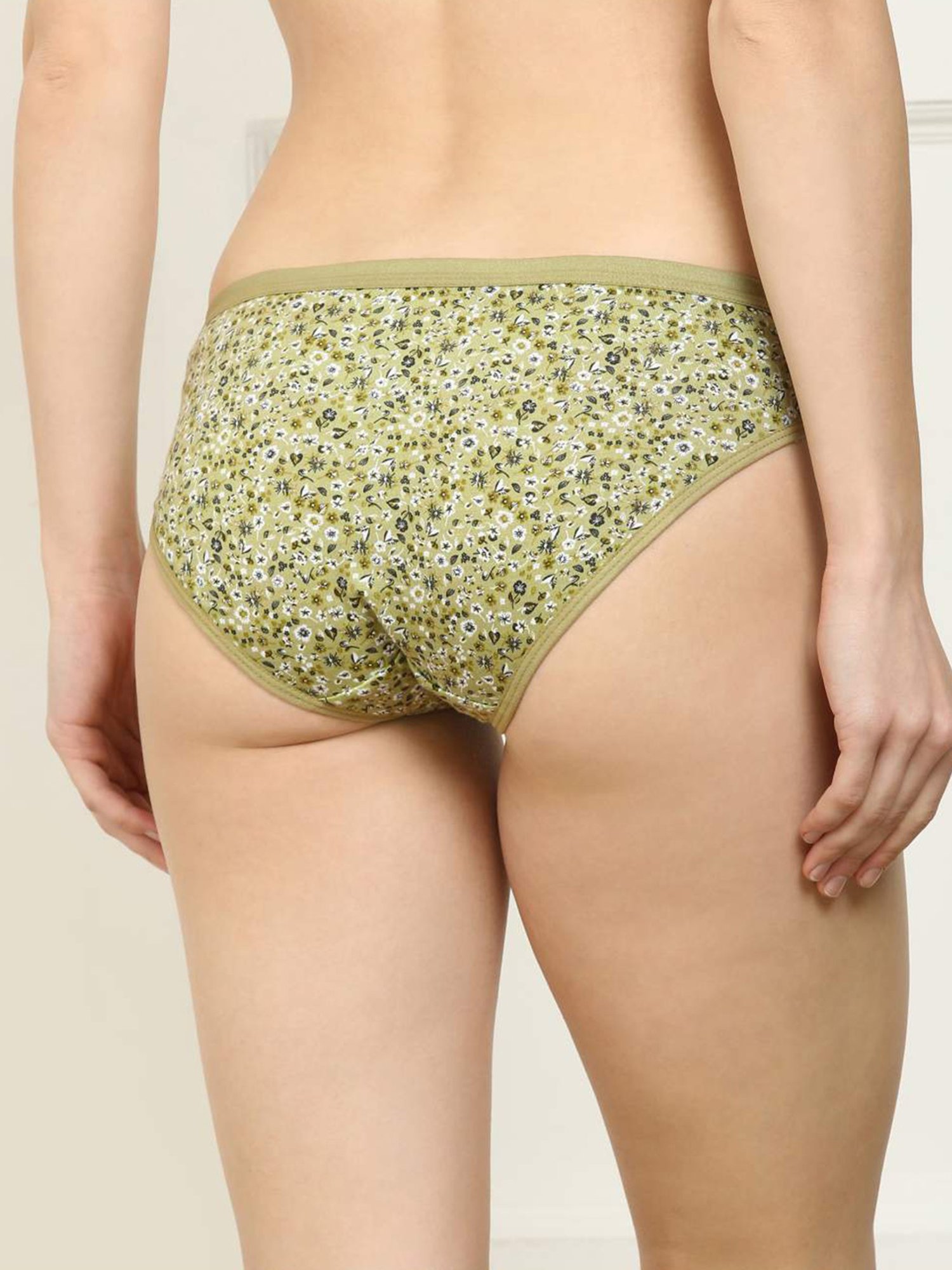 AROUSY Purple & Green Cotton Floral Print Hipster Panties - Pack Of 6