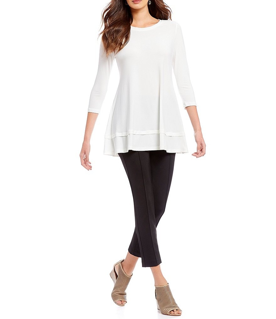 IC Collection Round Neck 3/4 Sleeve Knit Jersey Layered Tunic