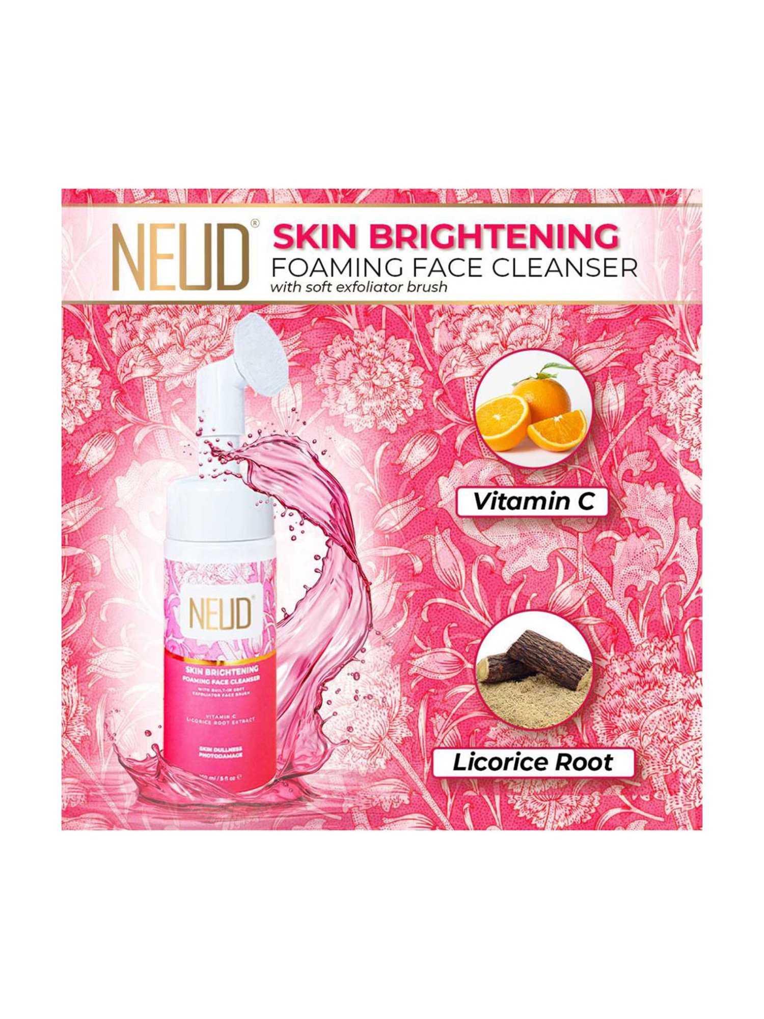 NEUD Skin Brightening Foaming Face Cleanser - 150 ml Each (Pack of 2)