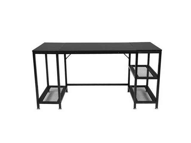 Computer Desk for Home Office,Laptop Desk with Metal Drawer,Industrial Study Writing Table with Storage Shelves,Simple Table with Splice Board,59 inches,Brown and Black,GT188