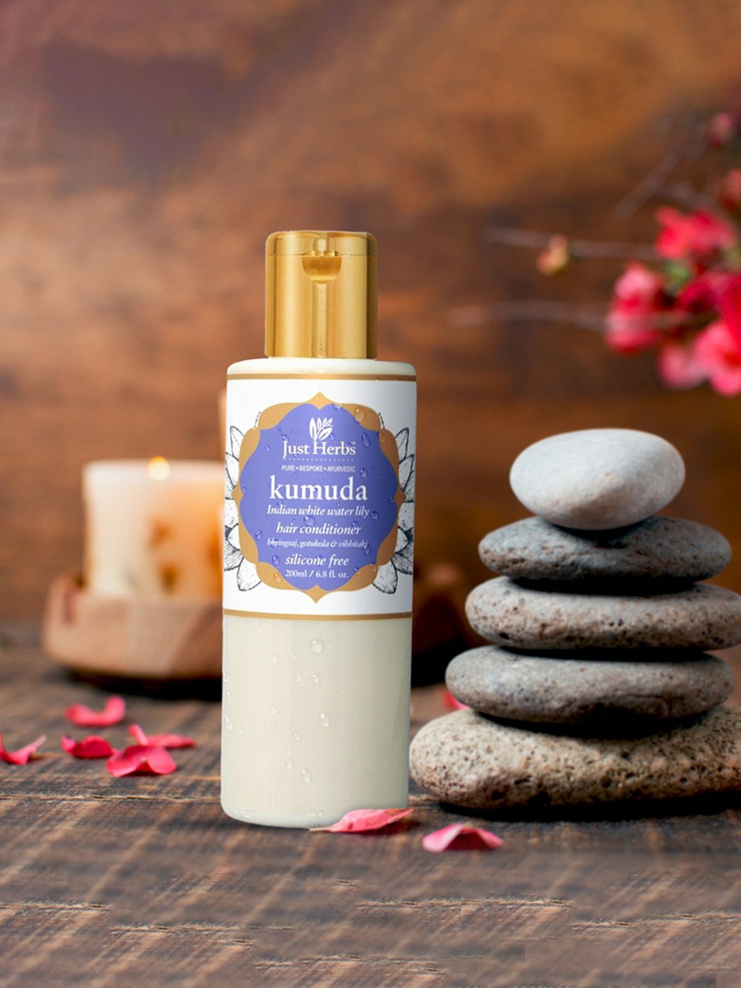 JUST HERBS Kumuda Indian White Water Lily Silicone Free Hair Conditioner - 200 ml