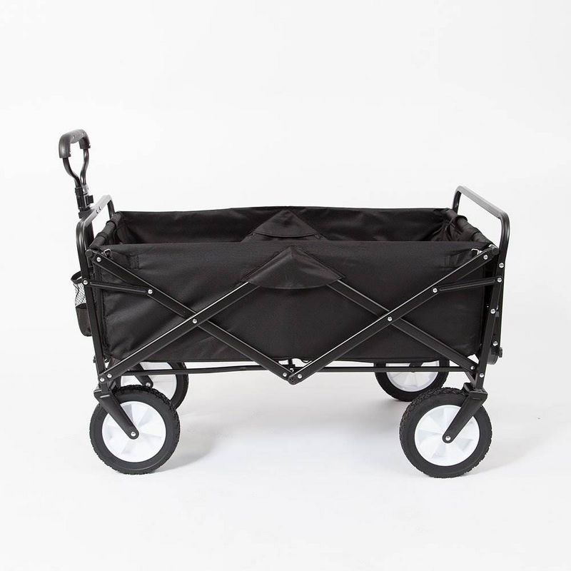 Mac Sports Collapsible Folding Outdoor Garden Utility Wagon Cart w/ Table, Black