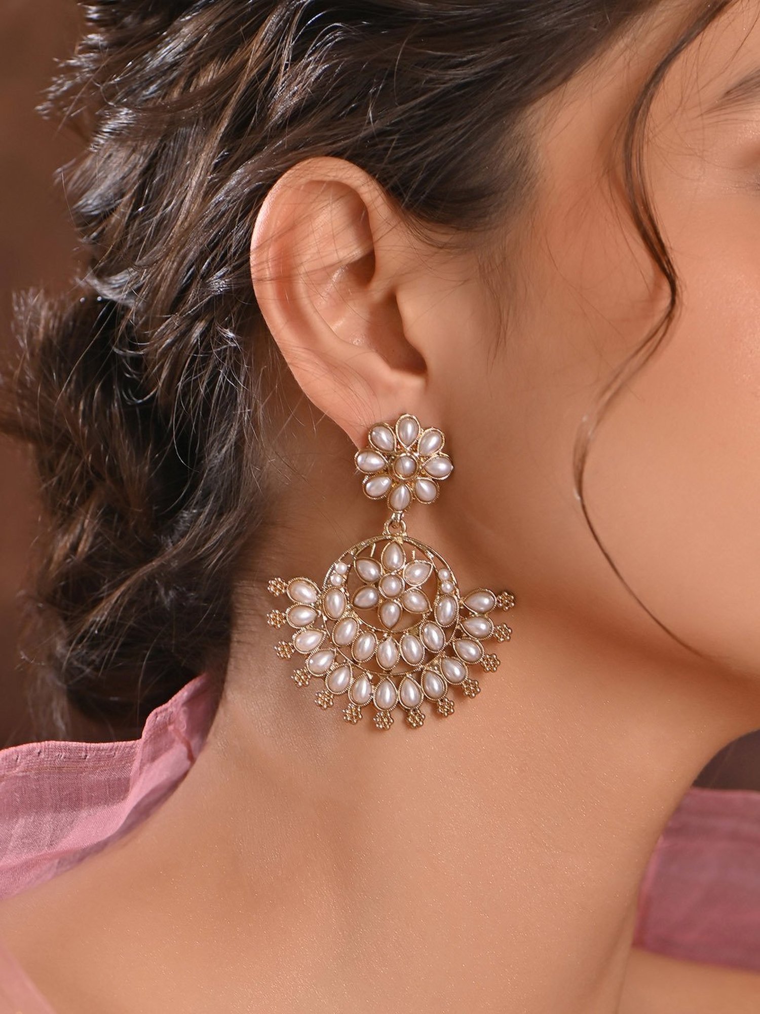 OOMPH Jewellery Yellow Enamel Floral Jhumki