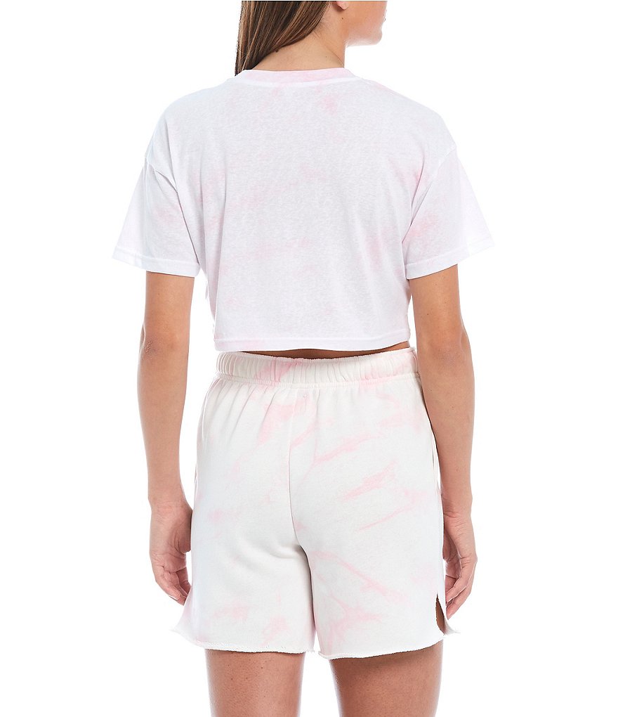 NIA Knit Tie Dye Cropped Crew Neck Coordinating Tee