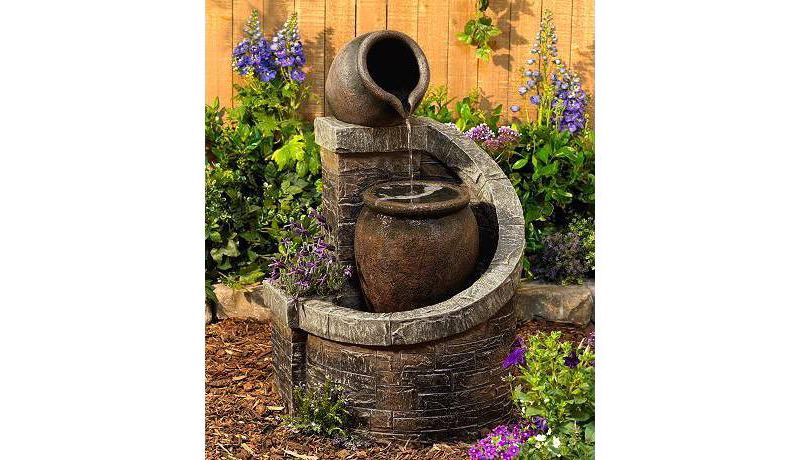 John Timberland Rustic Outdoor Floor Water Fountain with Light LED 35" High Planter Box Cascading for Yard Garden Patio Deck Home