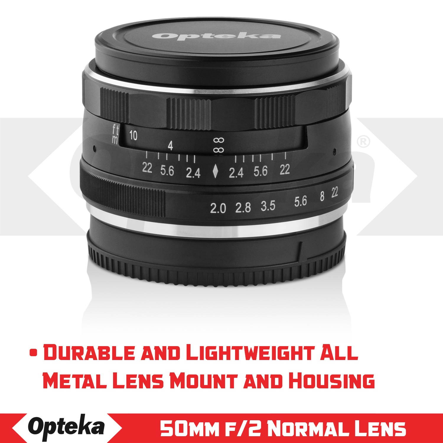 Opteka 50mm f/2.0 HD MC Manual Focus Prime Lens for Fuji X Mount APS-C Digital Cameras