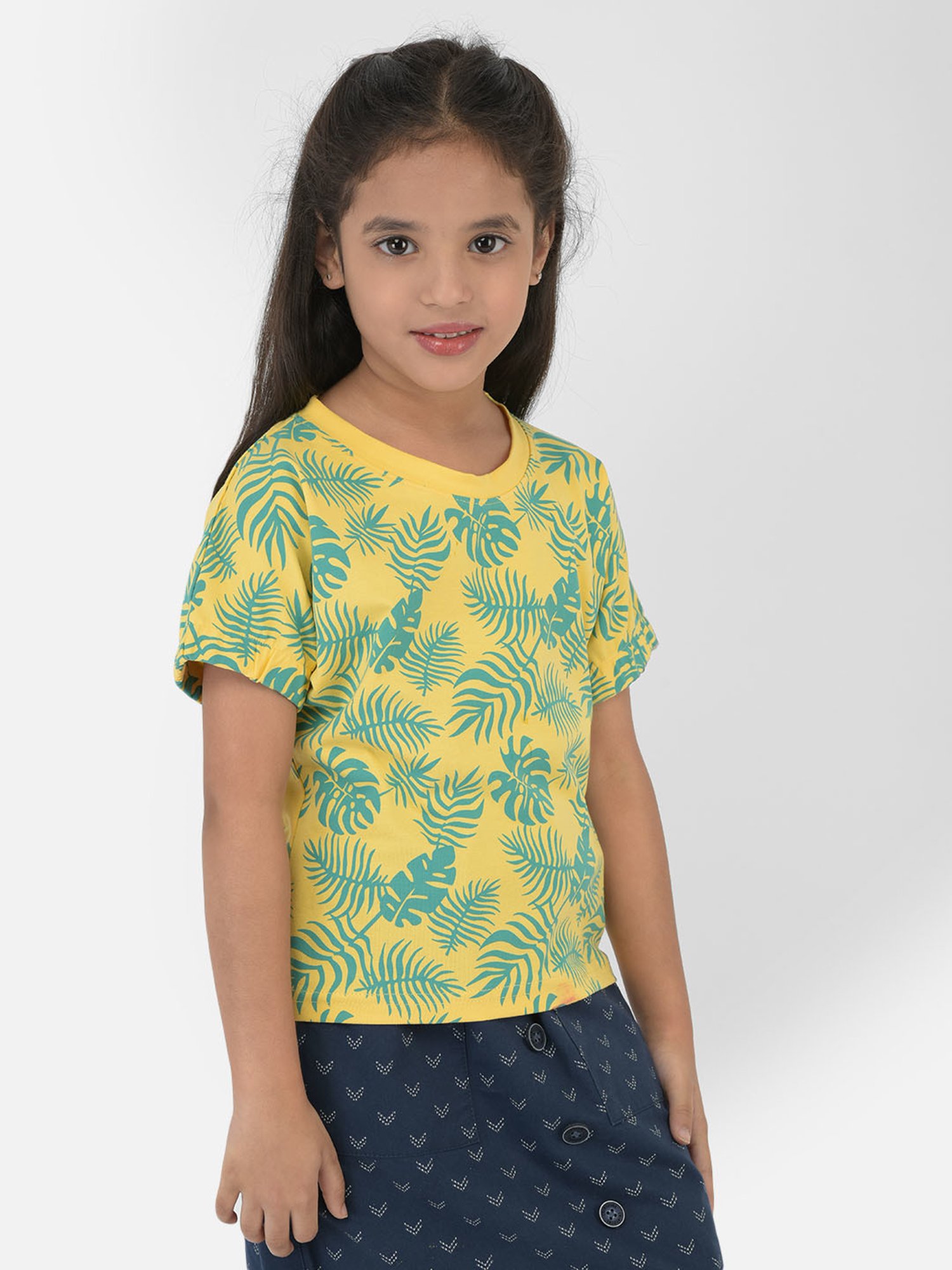 Crimsoune Club Kids Yellow Printed T-Shirt