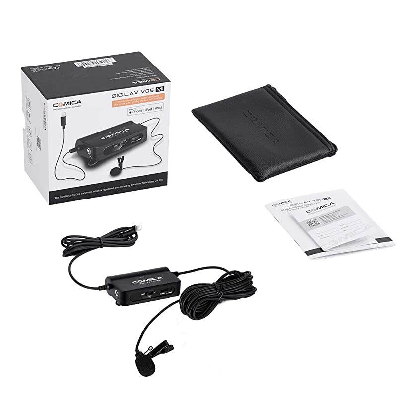 CVMSIGLAV V05 MI Omnidirectional Lavalier Lapel Microphone Portable Clipon Mic with MFI Certified for iPhone with Lightning Interface Compatible with iPhone iPad iPod and More