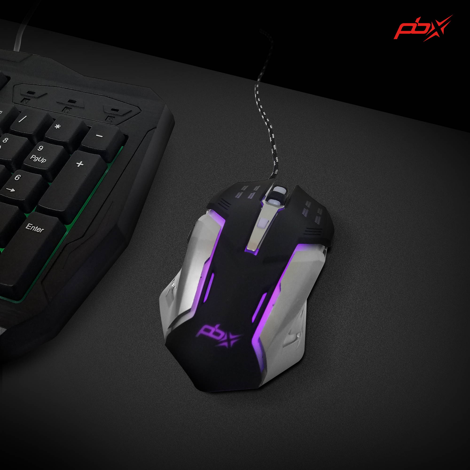 PBX Gladiator Wired Gaming Mouse - High-Precision 6D Computer Gaming Mouse - Mouse for Laptop with Adjustable DPI Settings - Corded PC Gaming Accessories for Gamers - 6' Cable, 4 LED Colored Backlight