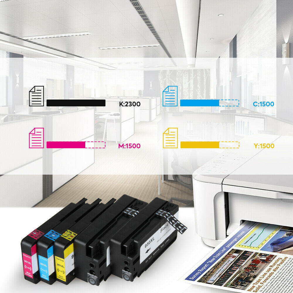 950XL 951XL Ink Cartridges 8PK 2Set (KCMY) for HP Officejet Pro 8610 8615 8620 8625 8630 8600