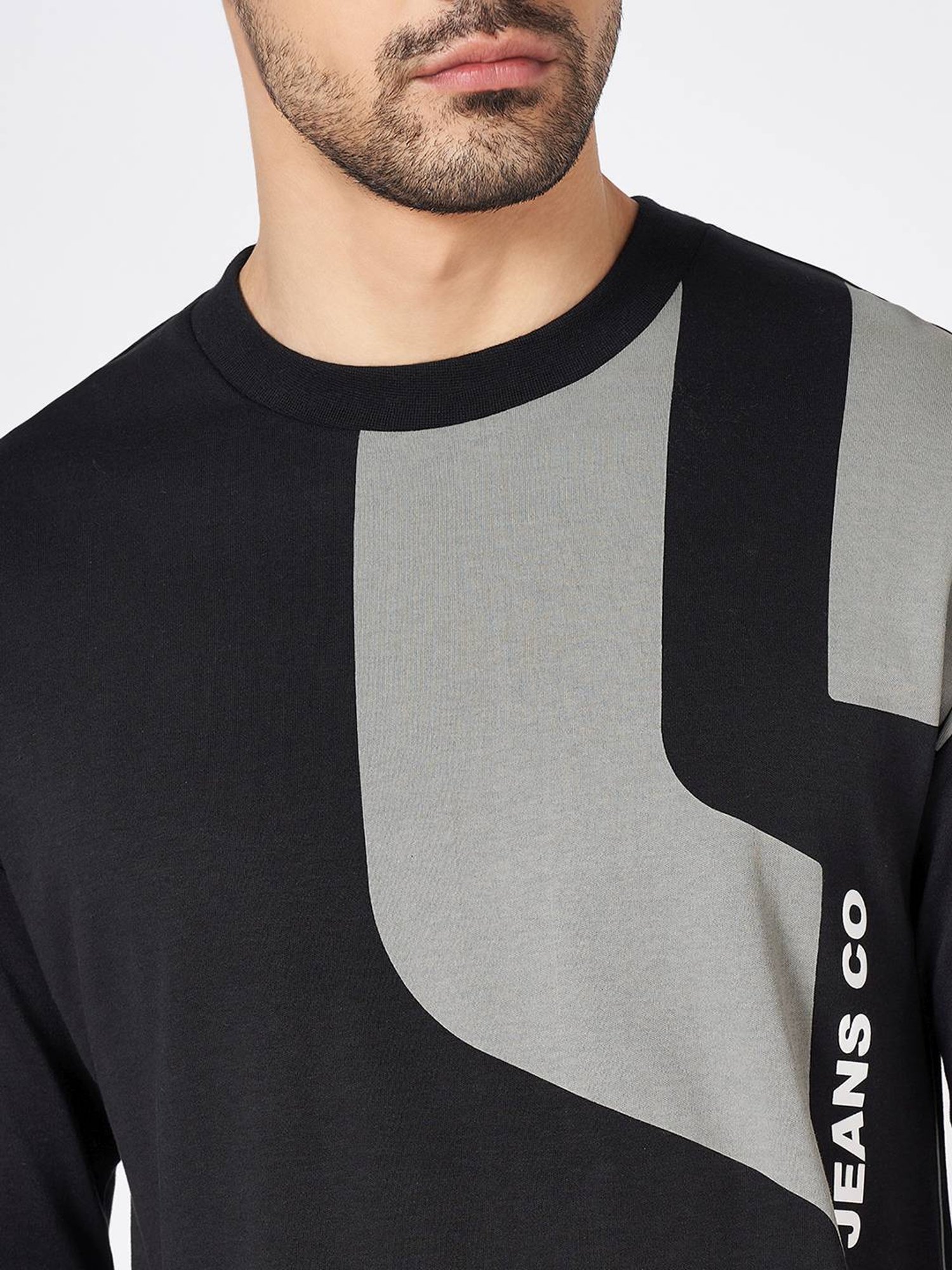 Sf Jeans By Pantaloons Black Cotton Loose Fit Printed T-Shirt