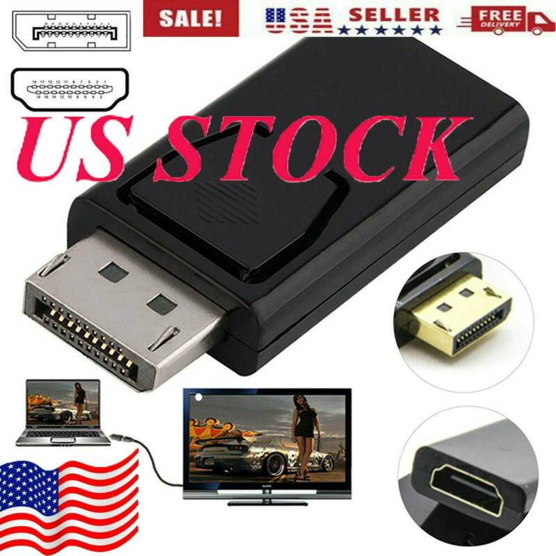 Display Port DP Male To HDMI Female Flat Adapter Connector Converter DP to HDMI, DisplayPort Male to HDMI Female Adapter, DP Male to HDMI Female for PC Computer Laptop Macbook US STOCK