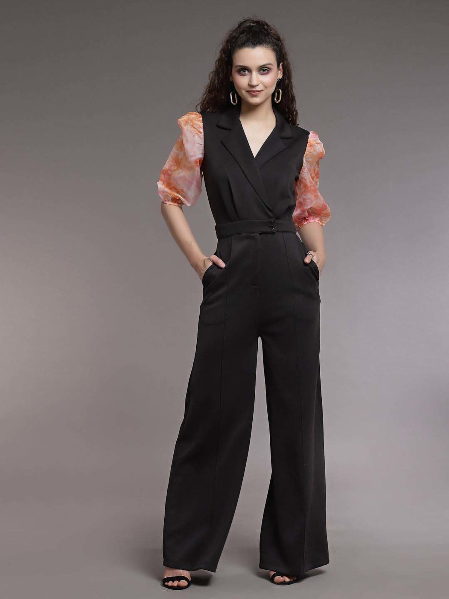KASSUALLY Black Plain Jumpsuit