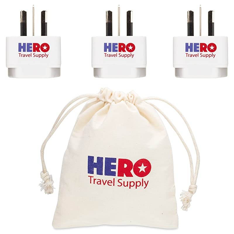 Premium US to Australia New Zealand Power Adapter Plug Type I 3 Pack Grounded Individually Tested in The USA by  Includes Cotton Carry Bag
