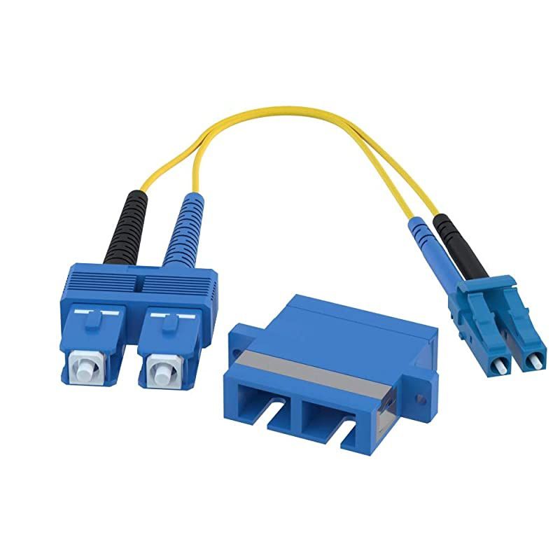 SC Female to LC Male 9/125 Singlemode Duplex Hybrid Adapter Converter Dongle (2-Pack)