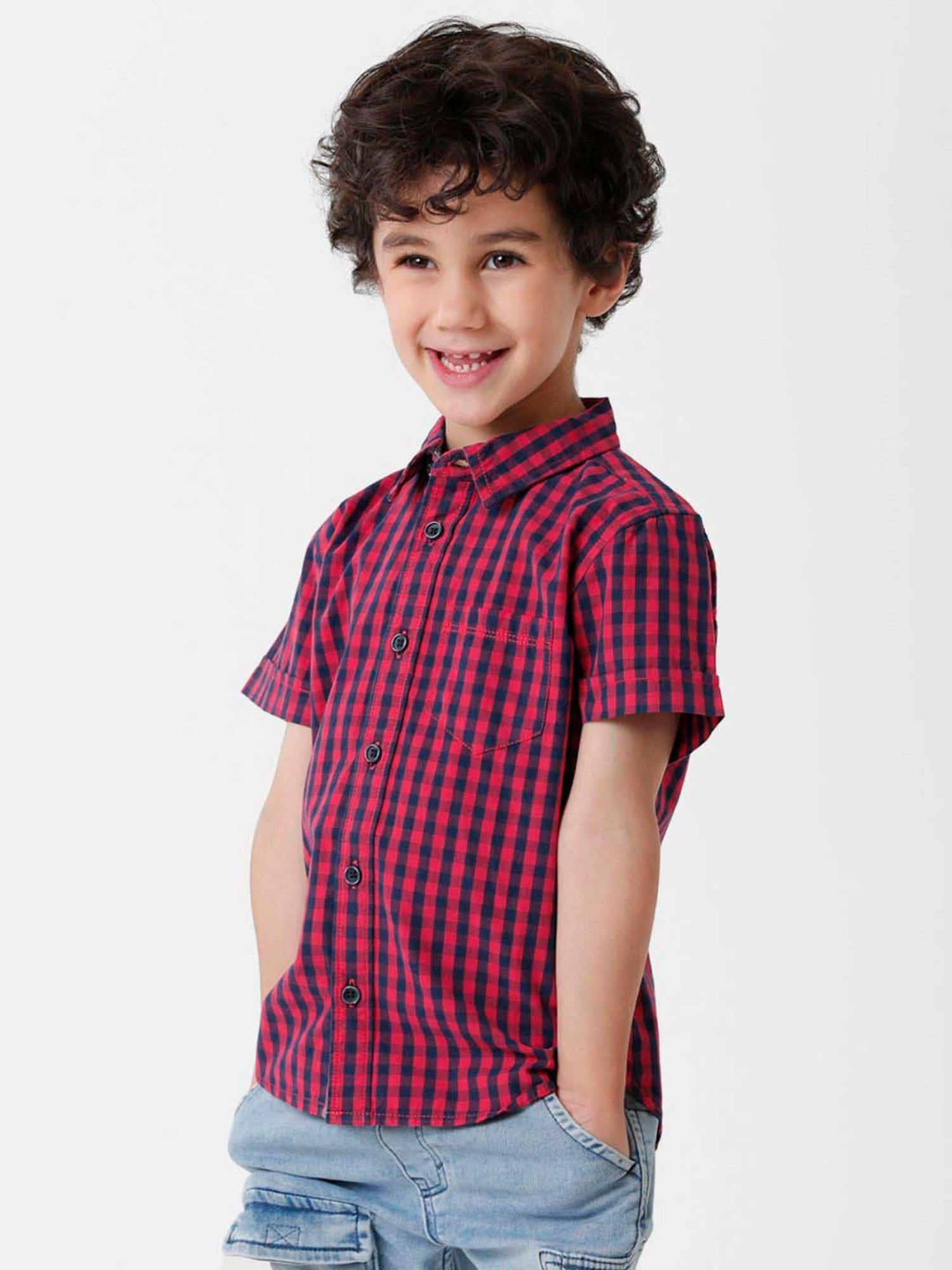 Kate & Oscar Kids Red & Blue Cotton Chequered Shirt