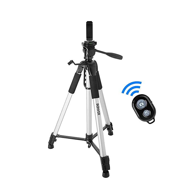 72quot Inch HeavyDuty Aluminum Camera Tripod with Universal Smartphone Mount + Bluetooth Remote Control Camera Shutter for All Smartphones Includes Bonus Microfiber Cleaning Cloth