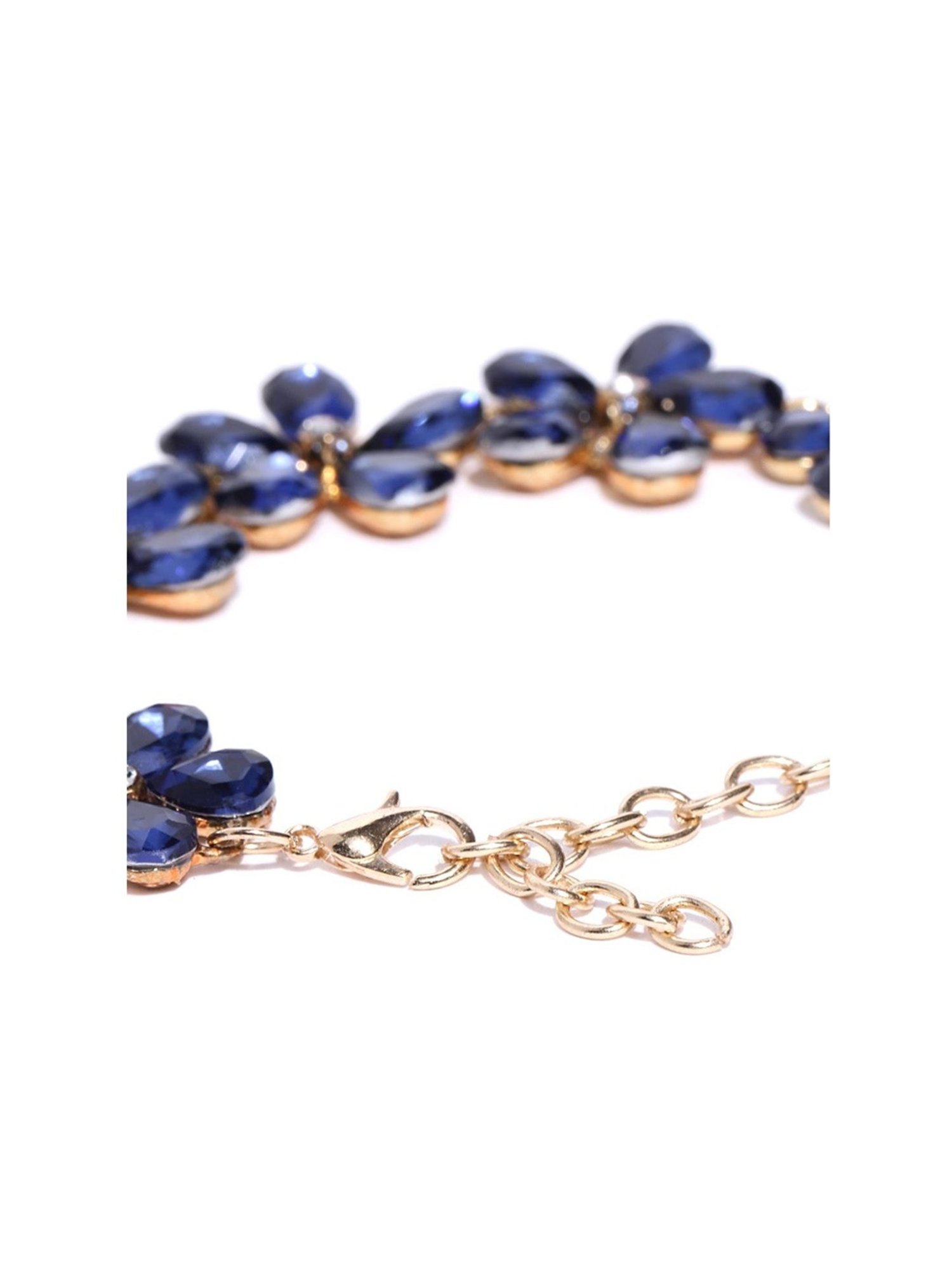 YouBella Blue Gold-Plated Stylish Latest Crystal Flexible fit Bracelet