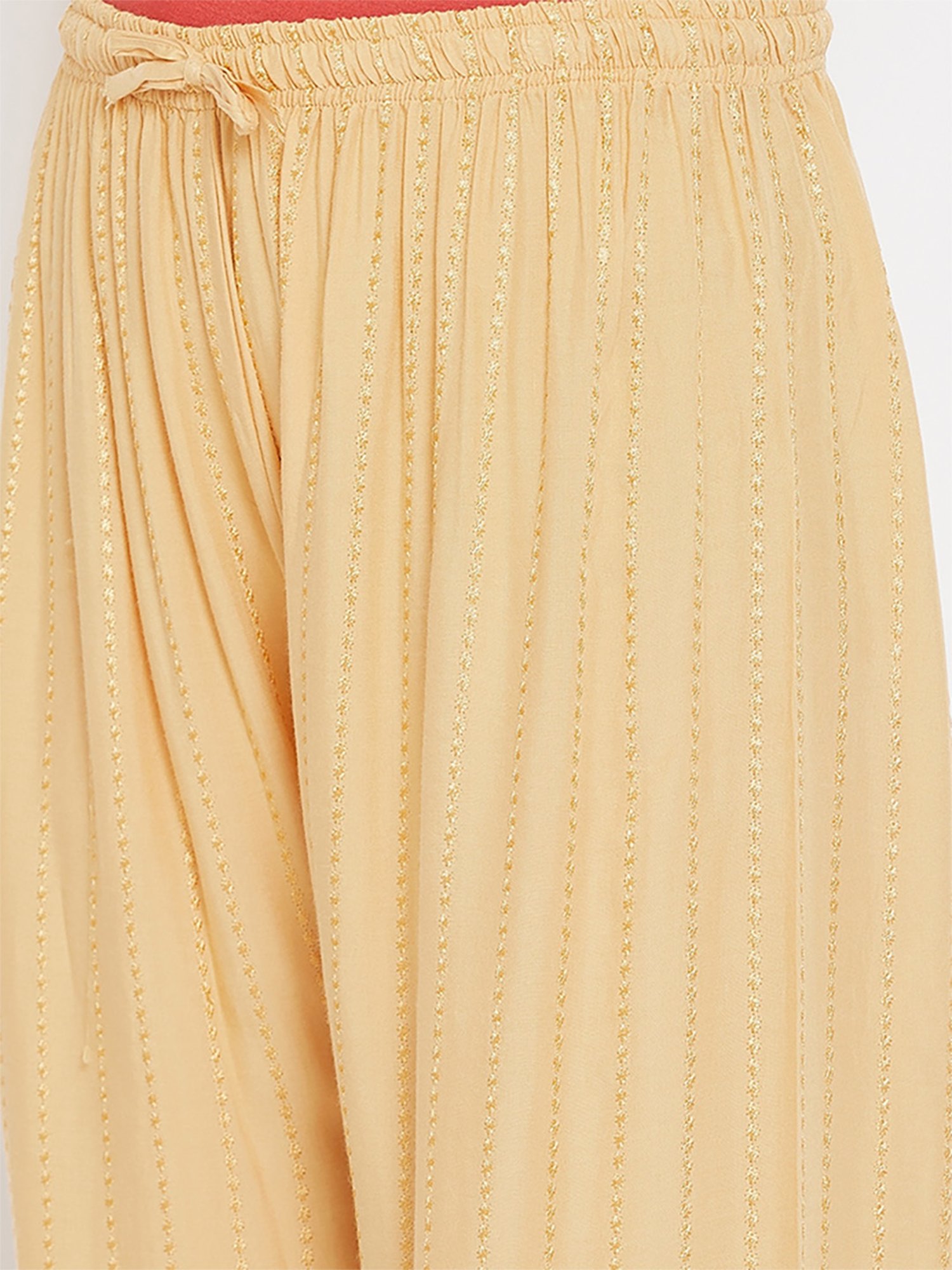 Castle Beige Embroidered Palazzos