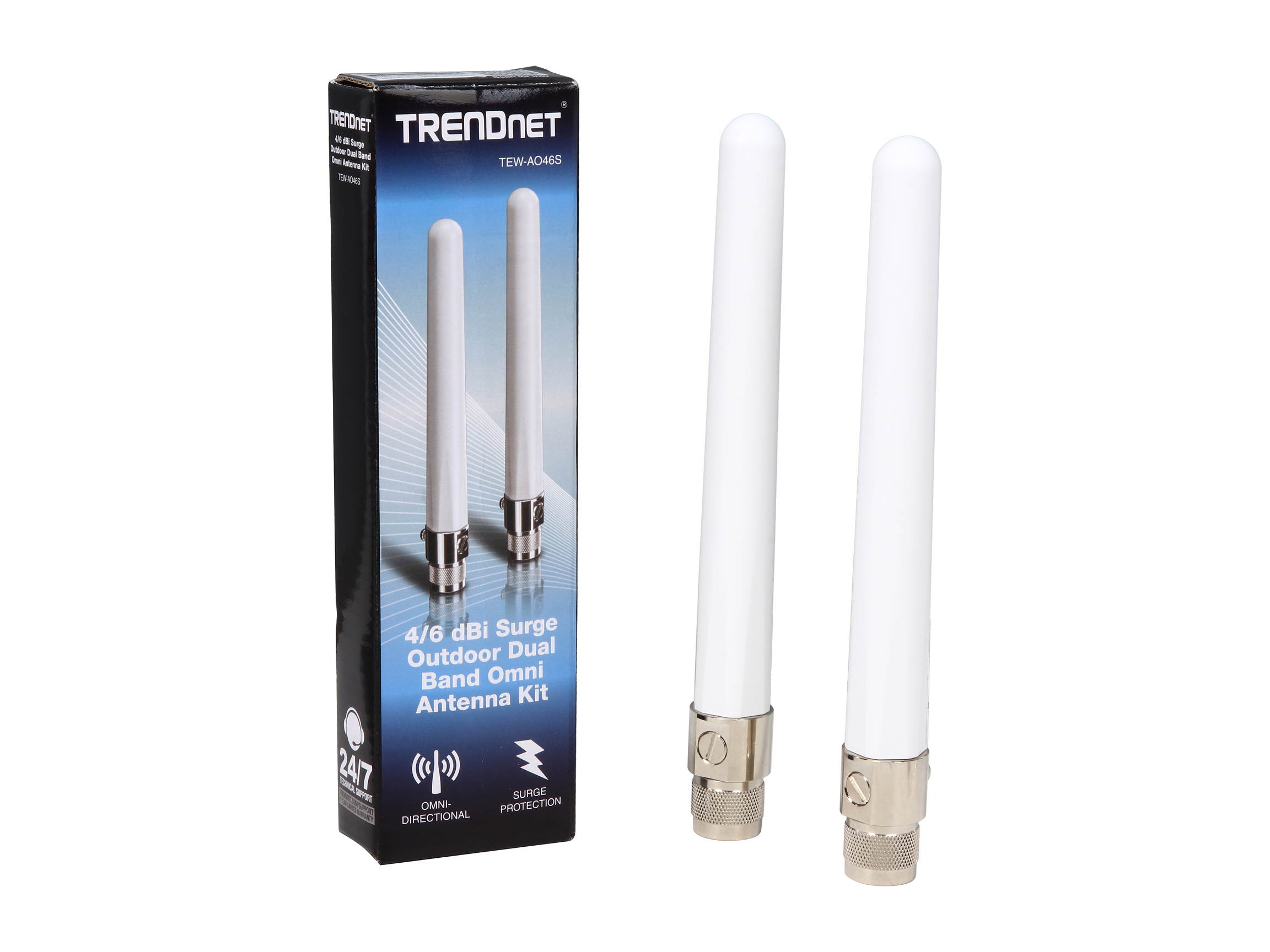 TRENDnet TEW-AO46S 4/6 dBi Surge Outdoor Dual Band Omni Antenna Kit