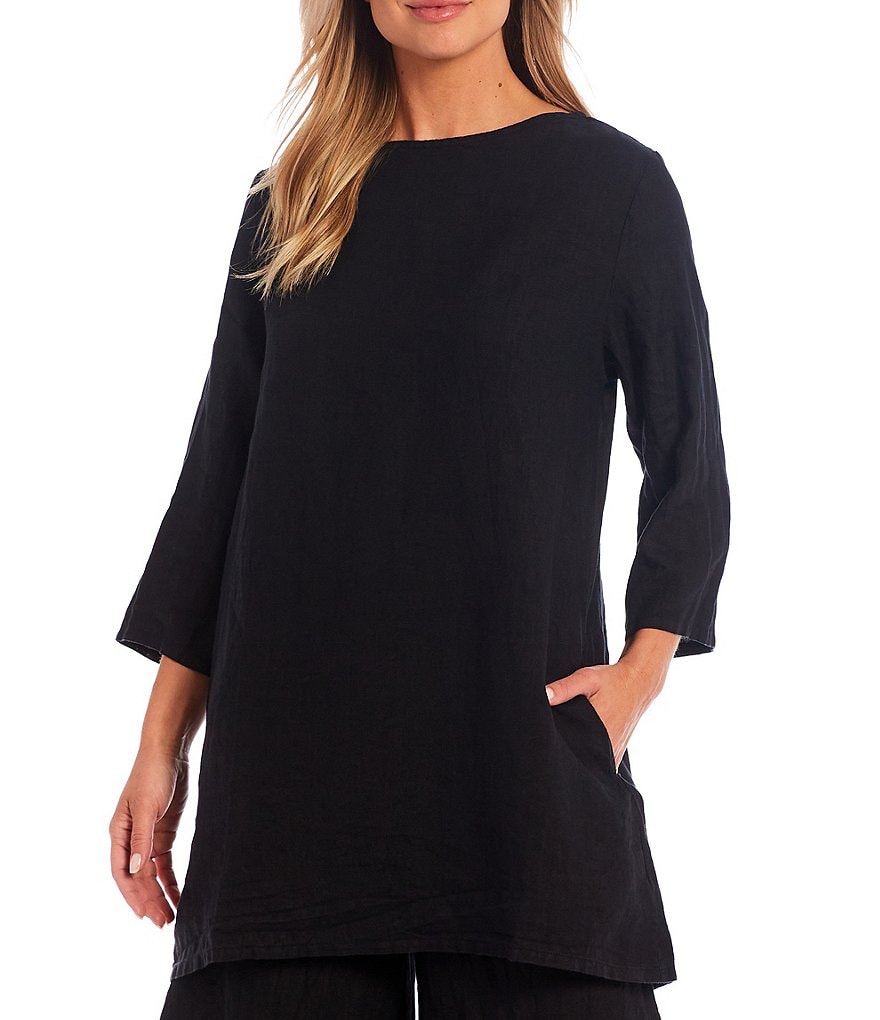 Bryn Walker Twyla 3/4 Sleeve Light Linen Pocket Tunic