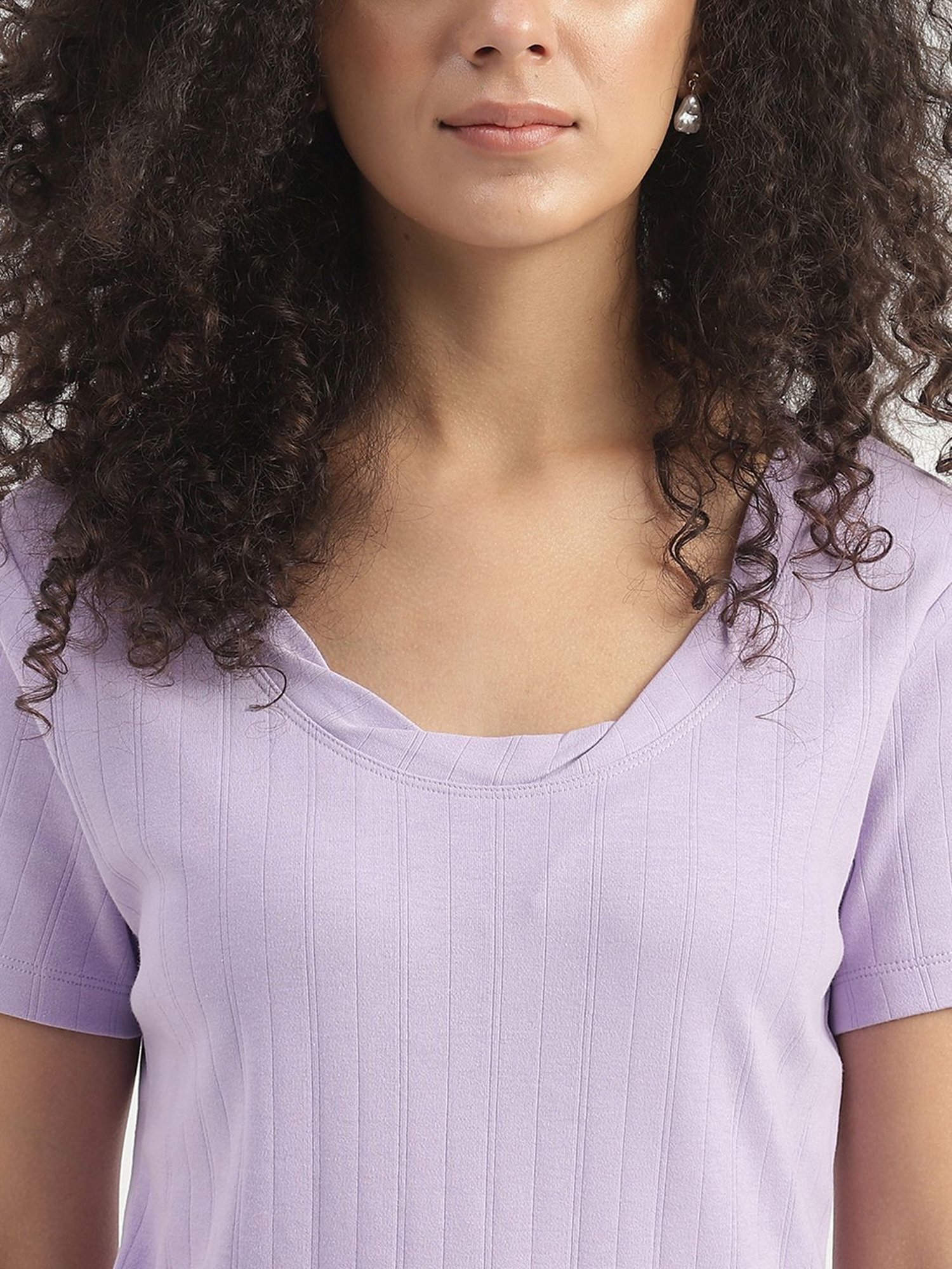 United Colors of Benetton Purple Cotton Striped Top