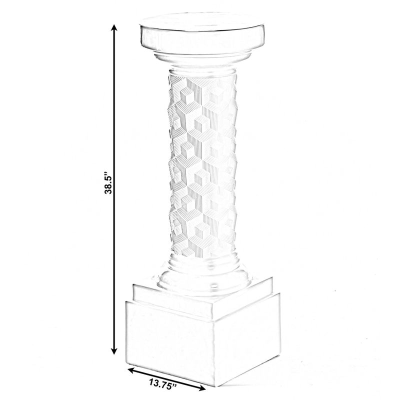 Uniquewise Tall Decor White Geometric Cube Fiberglass Column Pedestal, Display Flower Vase Stand