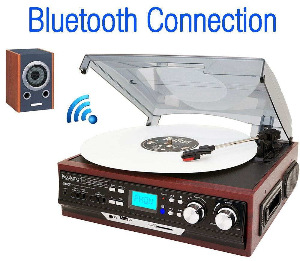 Boytone BT-37M-C Record Player Turntable USB Send Audio to Bluetooth Speaker