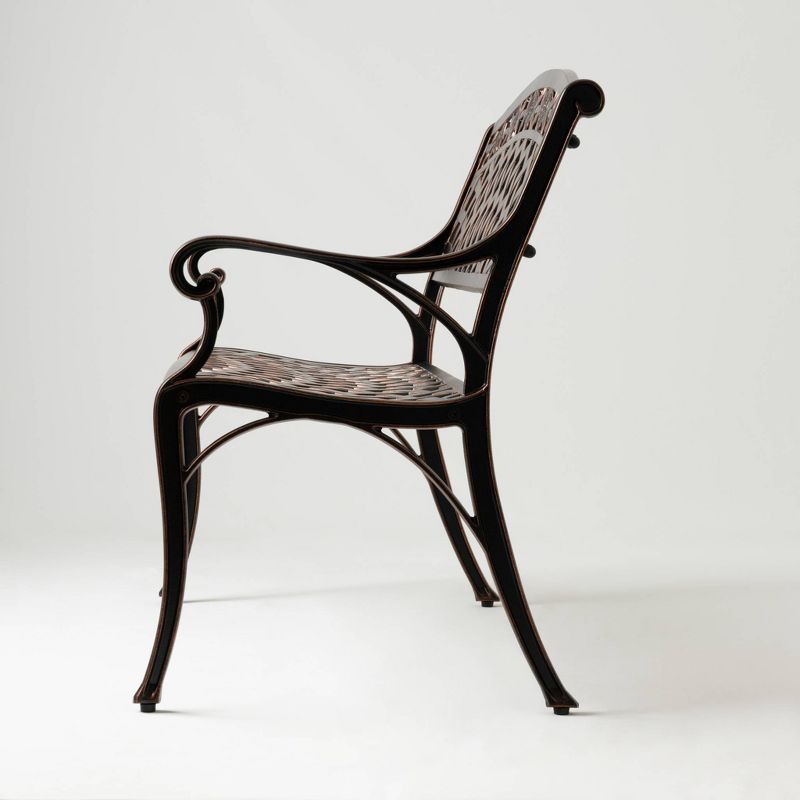 Scalret Aluminum Patio Bench - Antique Bronze - Balkene Home