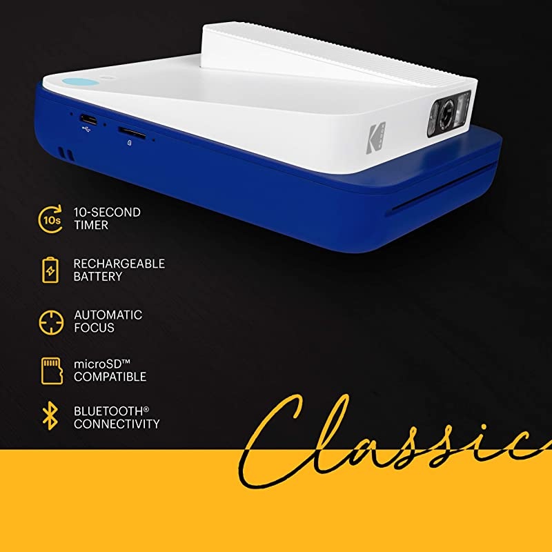 KODAK Smile Classic Digital Instant Camera for 35 x 425  Photo Paper Bluetooth 16MP Pictures Blue