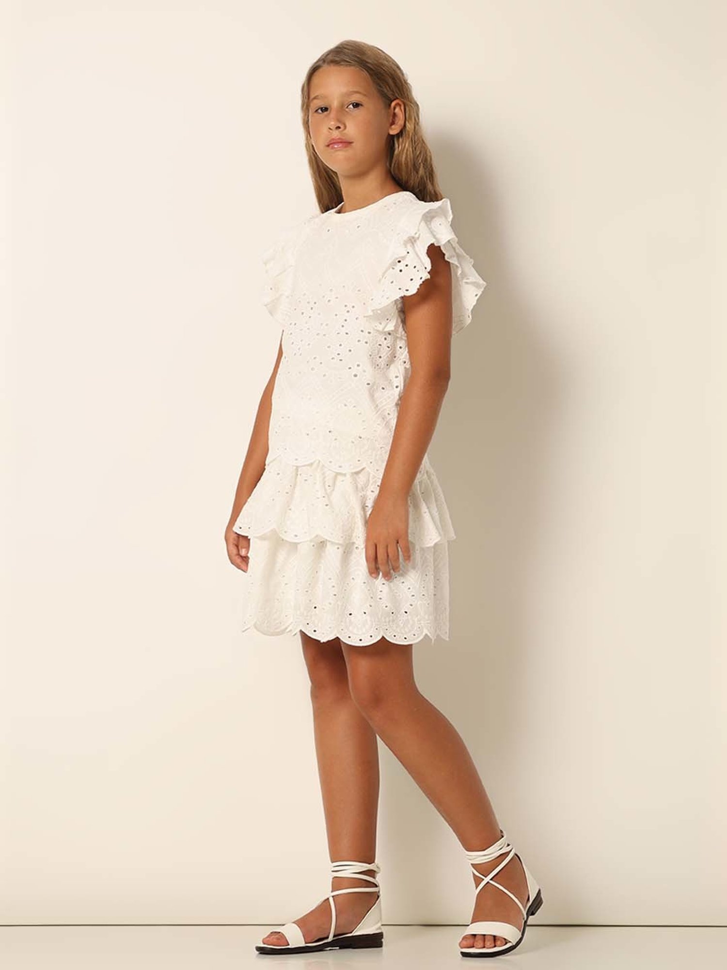 VERO MODA GIRL White Cotton Embroidered Top