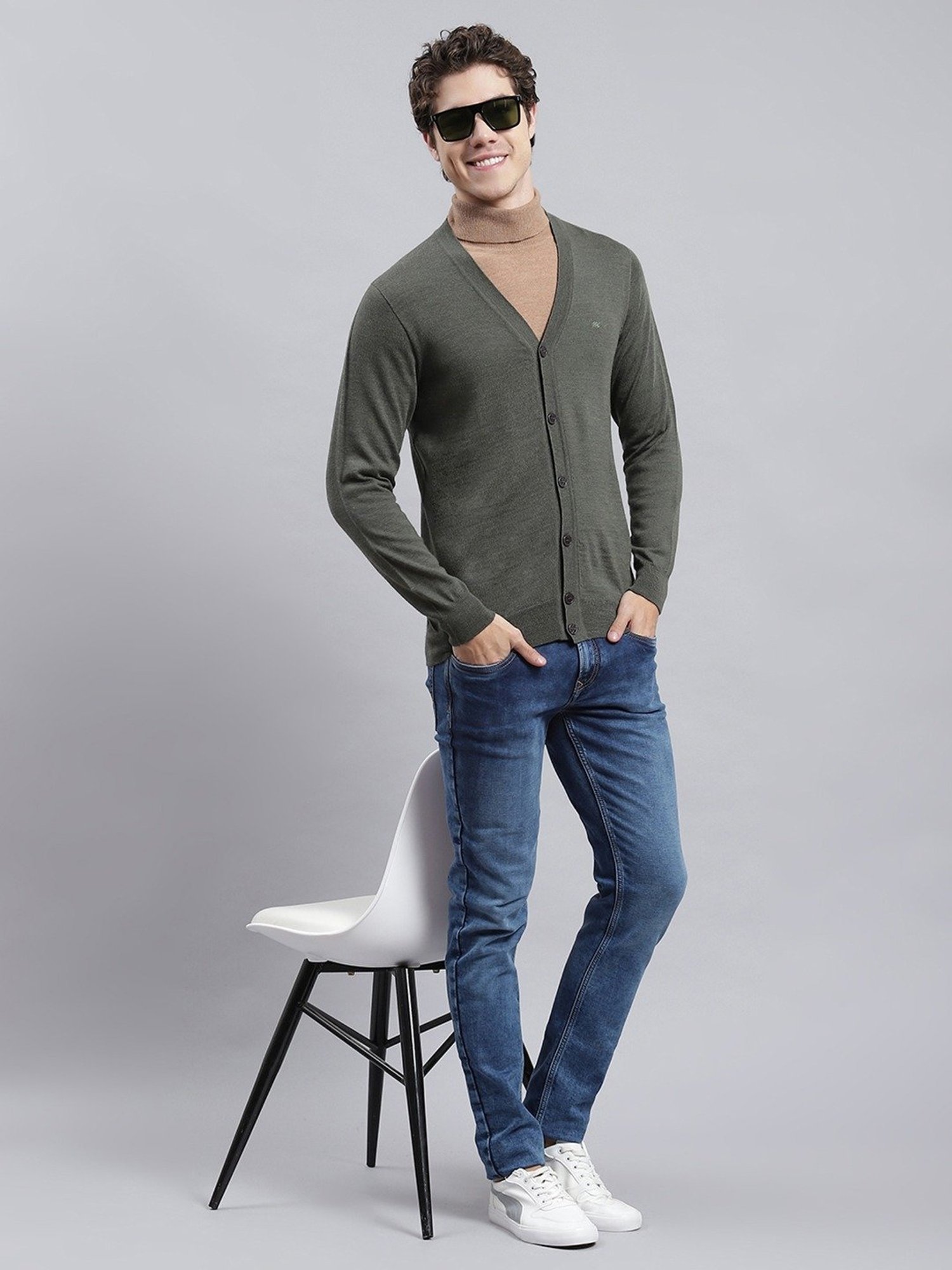 Monte Carlo Green Regular Fit Cardigan