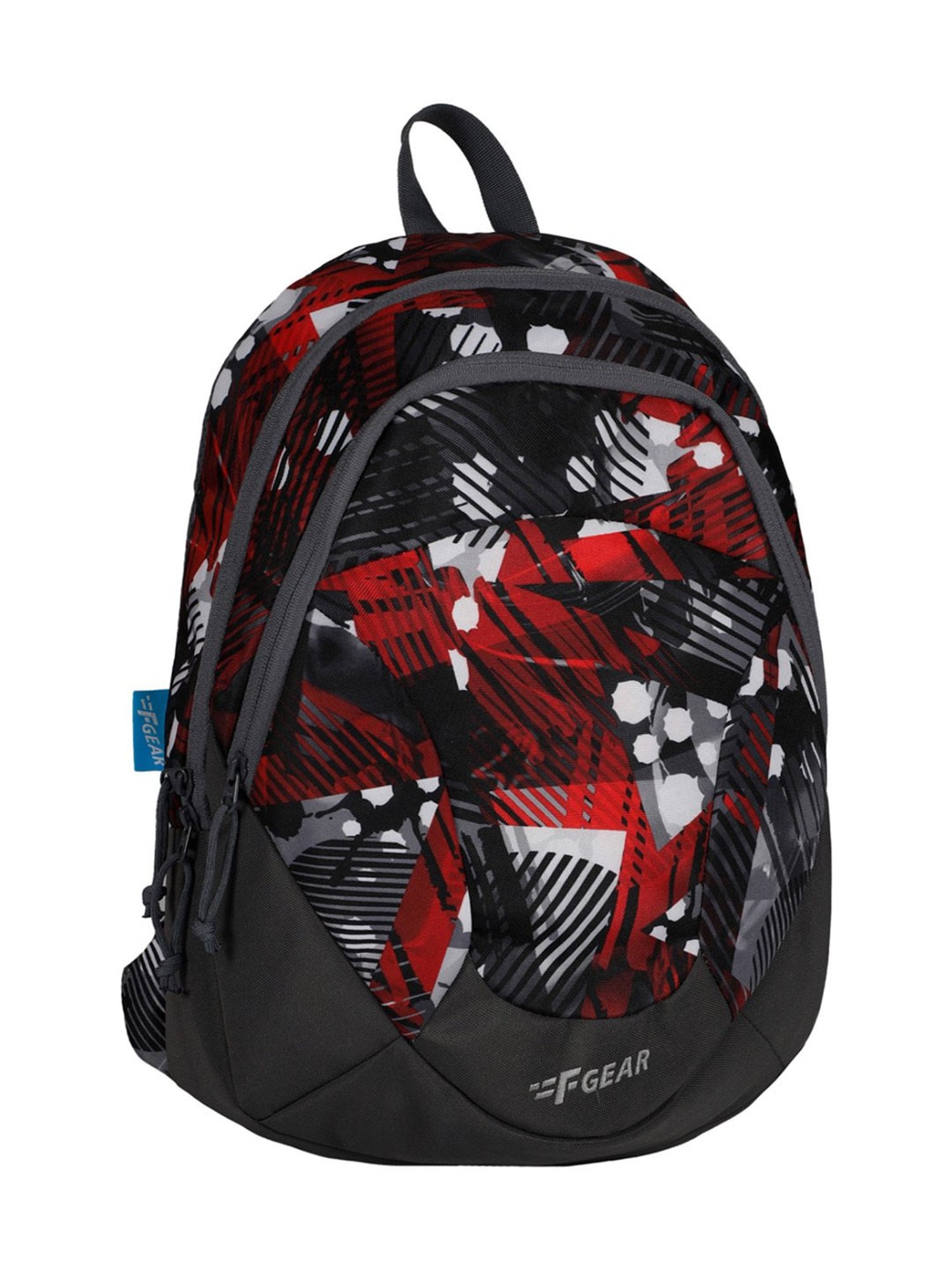 F Gear Amari Geometric Black Red Printed Small Backpack