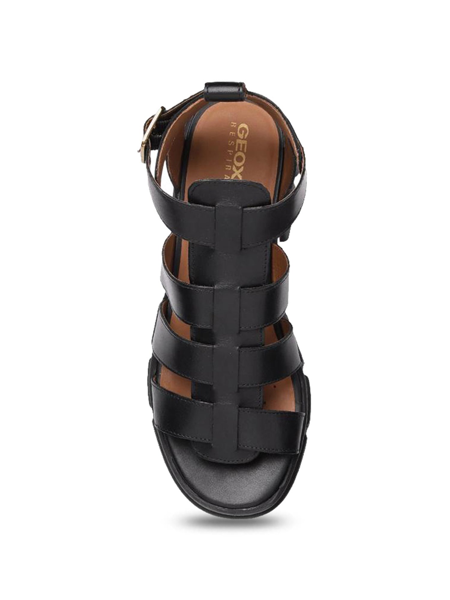 Geox Women's Lisbona Black Ankle Strap Wedges