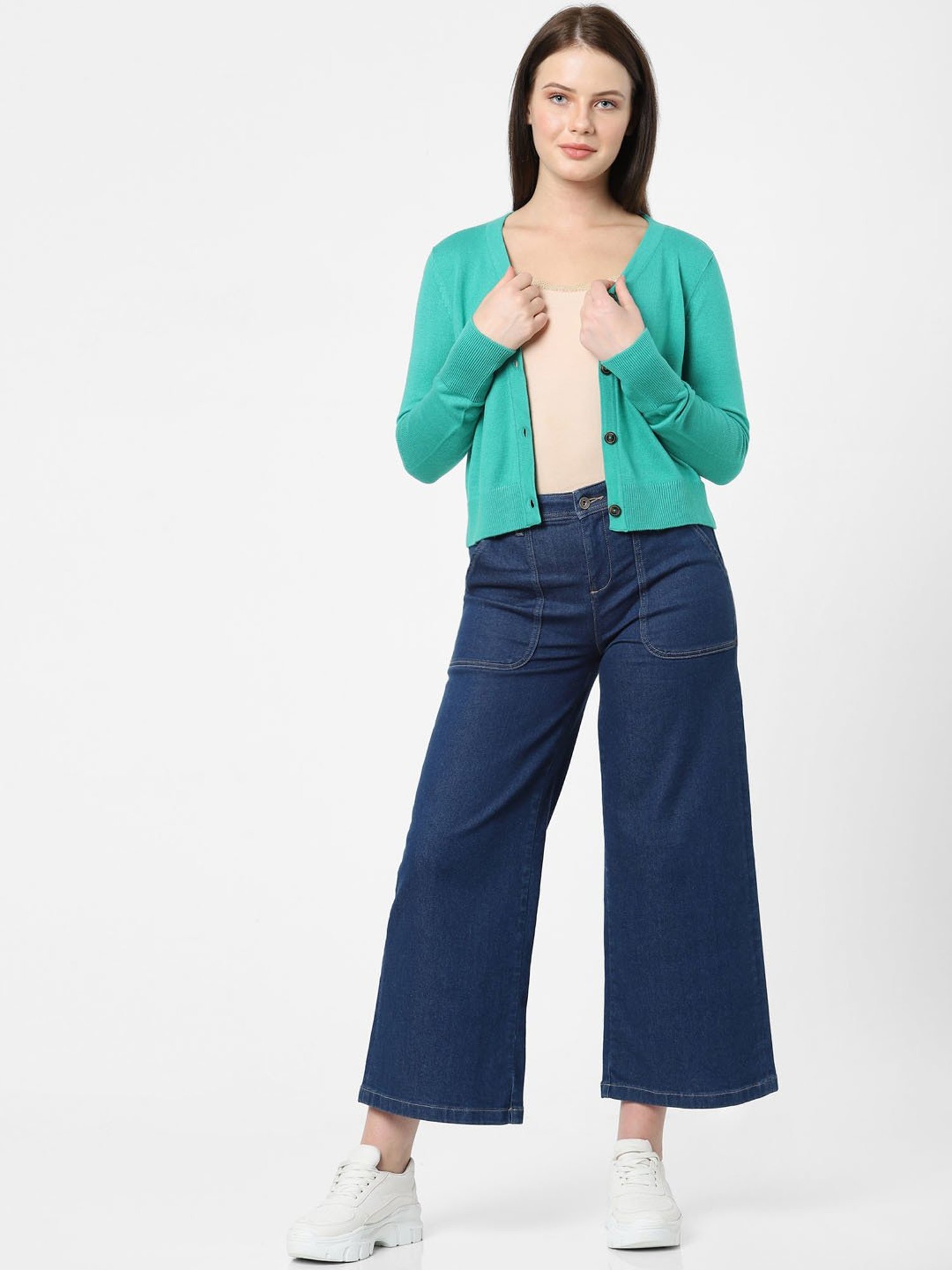 Vero Moda Green Regular Fit Cardigans