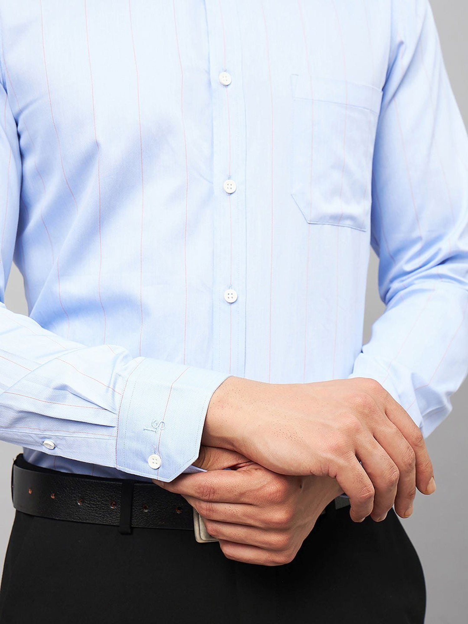 Louis Stitch Blue Cotton Regular Fit Striped Shirt