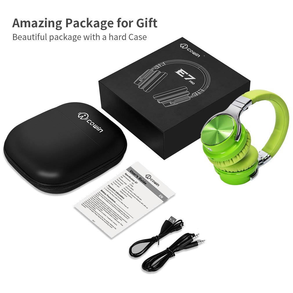 COWIN E7 Pro Active Noise Cancelling Wireless Bluetooth Headphones with Microphone; Hi-Fi Deep Bass, Over Ear, 30H Playtime, for Travel, Work, TV, Computer, Phone - Black