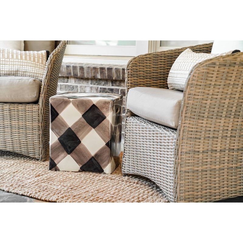 Sandra Ceramic Patio Side Table - Black/White - Leisure Made