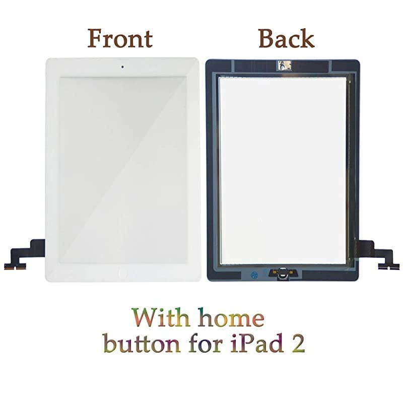 Compatible with ipad 2 Touch Screen Glass Digitizer Replacement Home Button Flex Adhesive TapeRepair Tools kit White