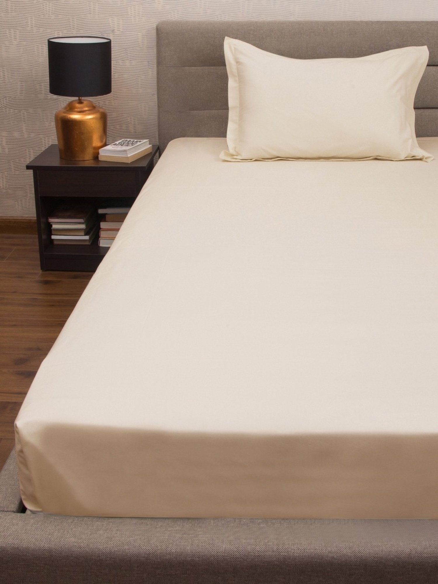 Petal Home Taupe 300 TC Cotton Single Bed Sheet with 1 Pillow Cover