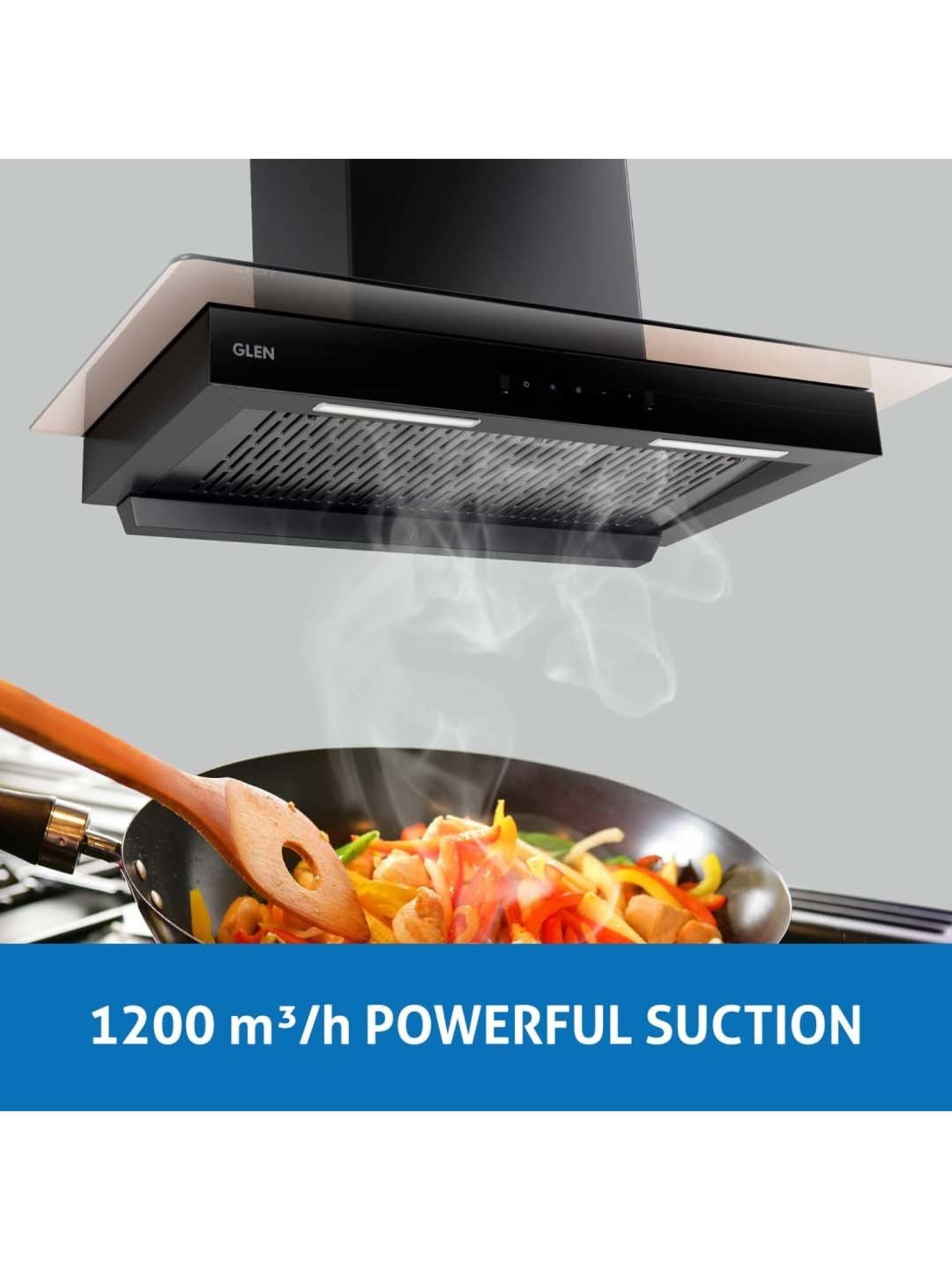 Glen CH6062SLBLAC60 1200CMH 60cm Wall Mounted Chimney (Black)