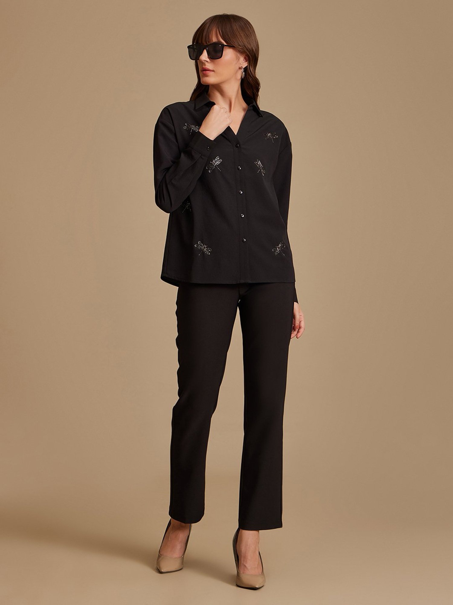 Kazo Black Embellished Shirt
