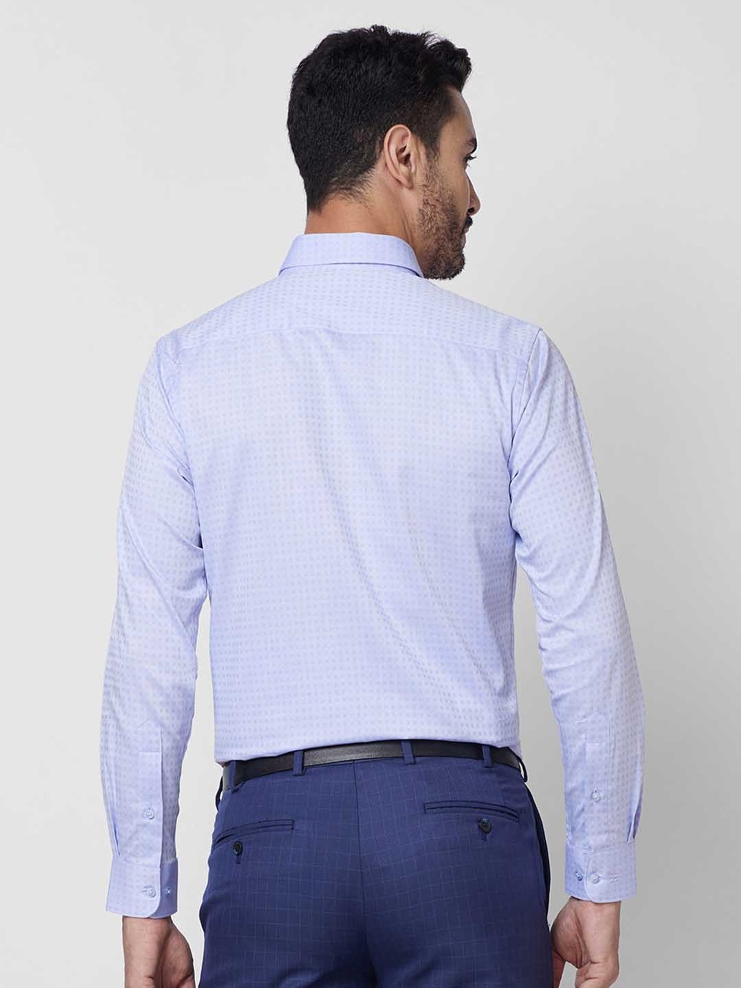 Raymond Blue Slim Fit Self Design Shirt